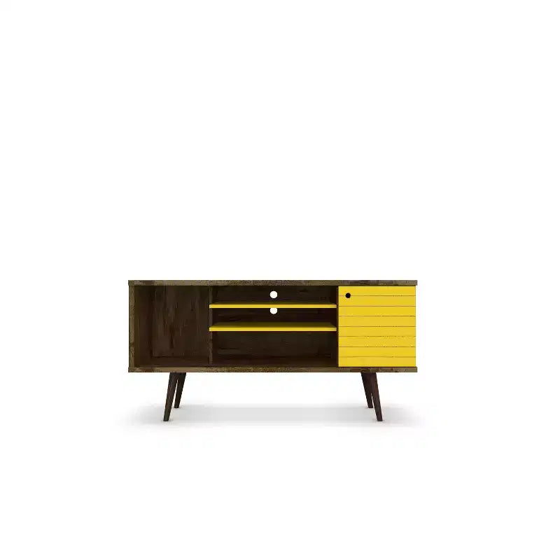53.14" Mid-Century Modern TV Stand for TVs up to 50" with Tapered Legs and Cord Management