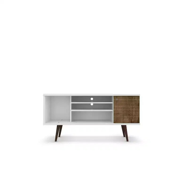 53.14" Mid-Century Modern TV Stand for TVs up to 50" with Tapered Legs and Cord Management