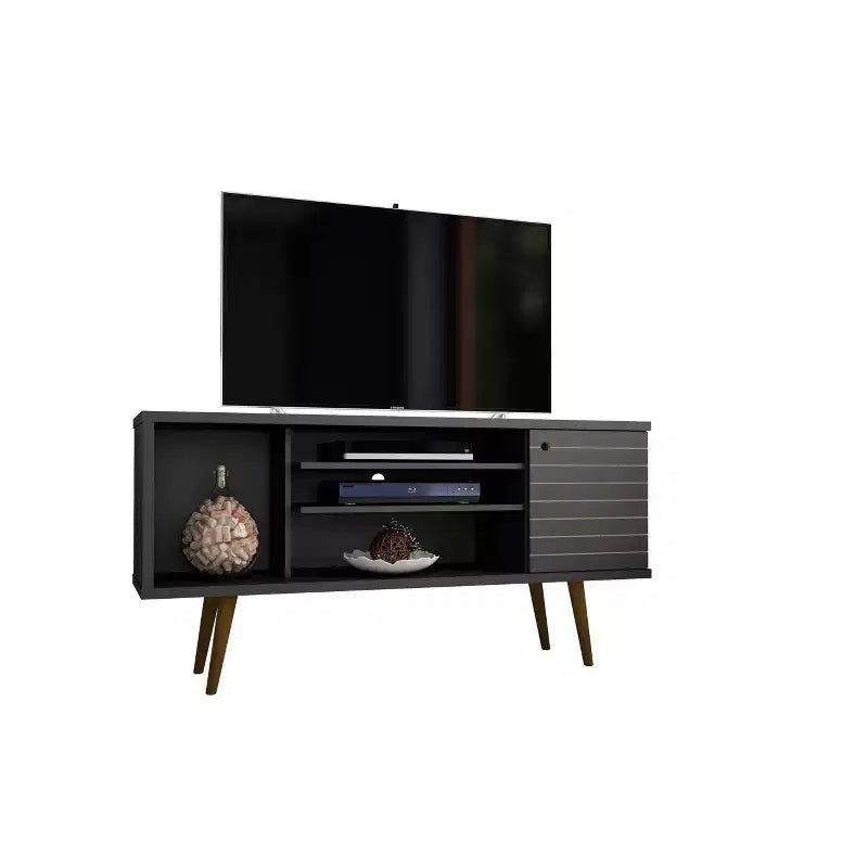 53.14" Mid-Century Modern TV Stand for TVs up to 50" with Tapered Legs and Cord Management