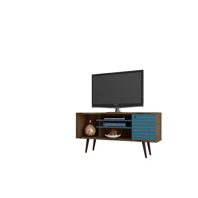 53.14" Mid-Century Modern TV Stand for TVs up to 50" with Tapered Legs and Cord Management