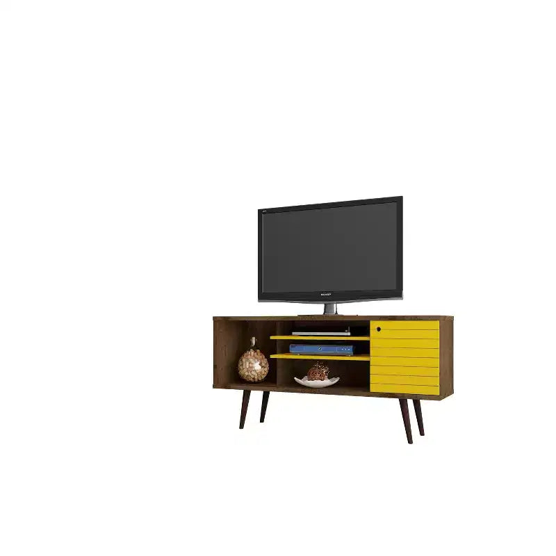 53.14" Mid-Century Modern TV Stand for TVs up to 50" with Tapered Legs and Cord Management