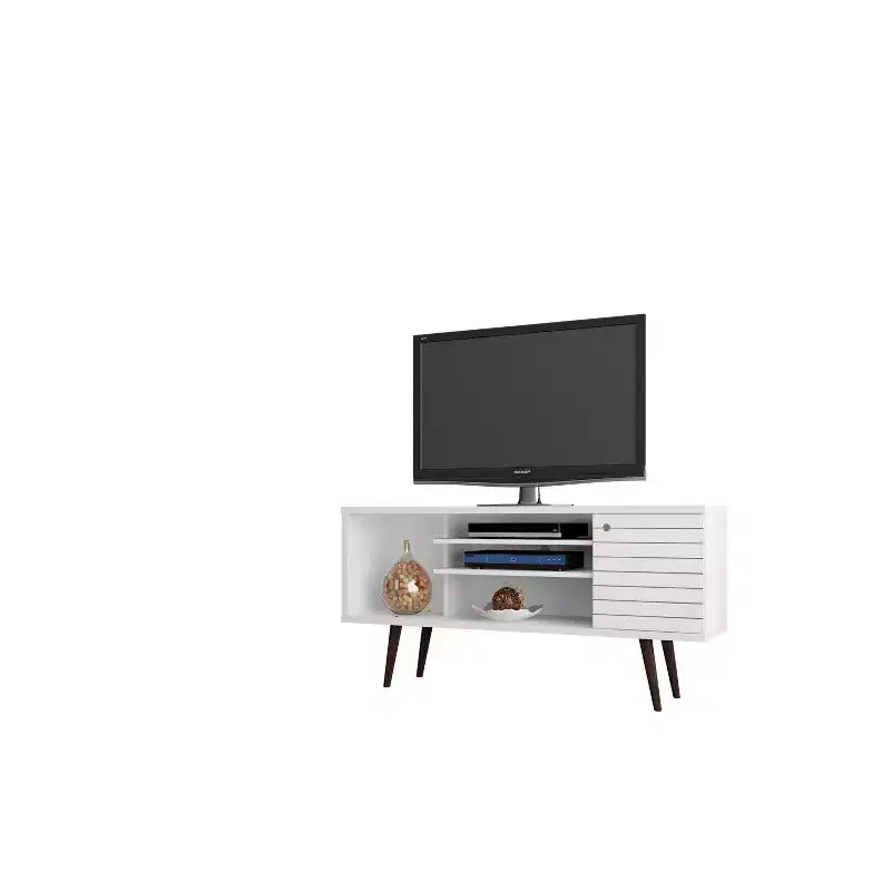 53.14" Mid-Century Modern TV Stand for TVs up to 50" with Tapered Legs and Cord Management