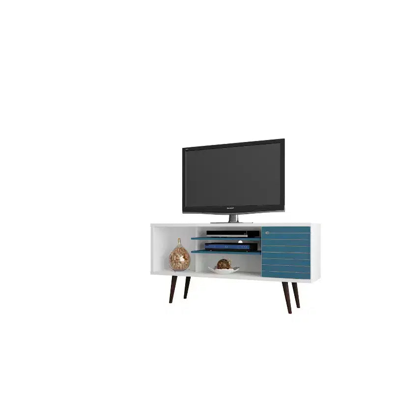 53.14" Mid-Century Modern TV Stand for TVs up to 50" with Tapered Legs and Cord Management