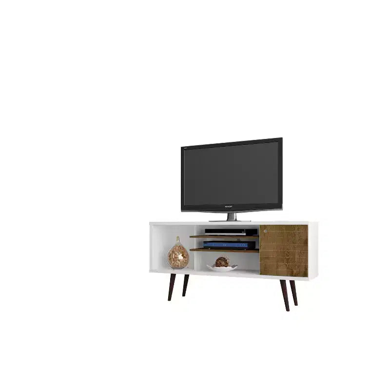 53.14" Mid-Century Modern TV Stand for TVs up to 50" with Tapered Legs and Cord Management