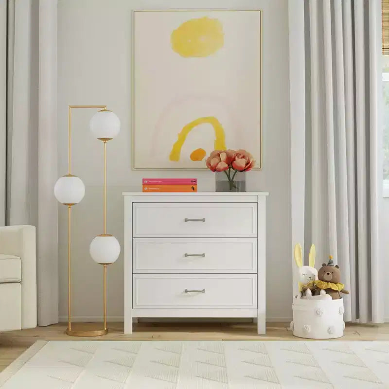 3-Drawer Nursery Dresser in Solid New Zealand Pinewood with Anti-Tip Kit and Euro Glides