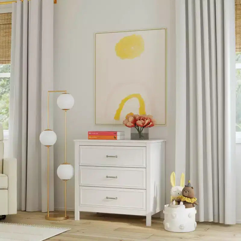 3-Drawer Nursery Dresser in Solid New Zealand Pinewood with Anti-Tip Kit and Euro Glides