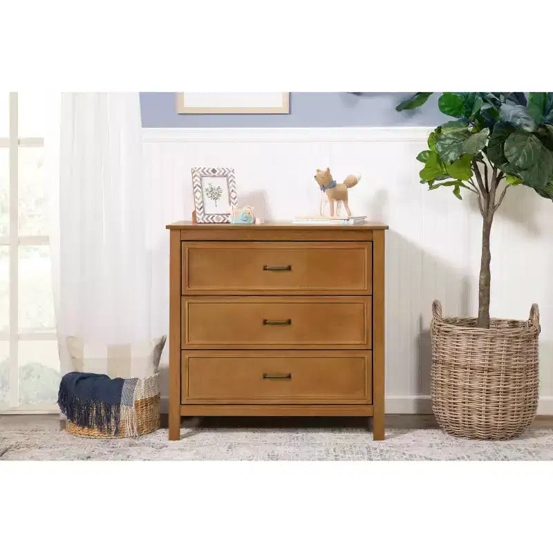 3-Drawer Nursery Dresser in Solid New Zealand Pinewood with Anti-Tip Kit and Euro Glides
