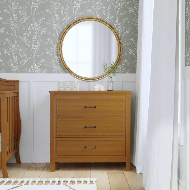 3-Drawer Nursery Dresser in Solid New Zealand Pinewood with Anti-Tip Kit and Euro Glides
