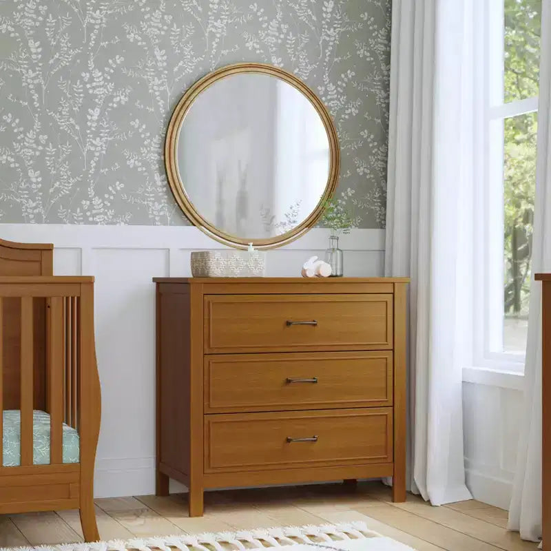 3-Drawer Nursery Dresser in Solid New Zealand Pinewood with Anti-Tip Kit and Euro Glides
