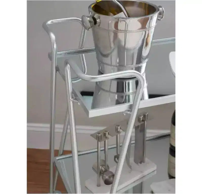 Mid-Century Modern Bar Cart with Wheels and Storage Shelves