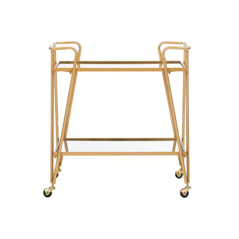 Mid-Century Modern Bar Cart with Wheels and Storage Shelves