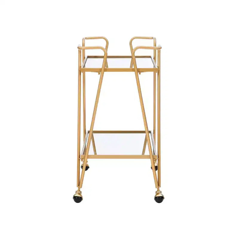 Mid-Century Modern Bar Cart with Wheels and Storage Shelves