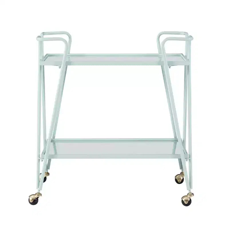 Mid-Century Modern Bar Cart with Wheels and Storage Shelves