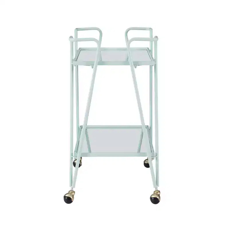 Mid-Century Modern Bar Cart with Wheels and Storage Shelves