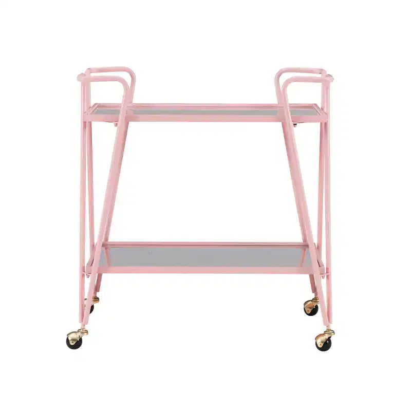 Mid-Century Modern Bar Cart with Wheels and Storage Shelves