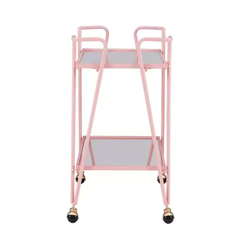Mid-Century Modern Bar Cart with Wheels and Storage Shelves