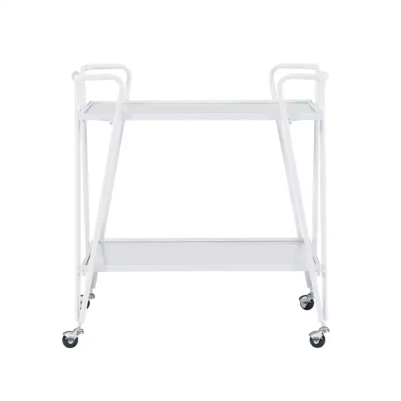 Mid-Century Modern Bar Cart with Wheels and Storage Shelves