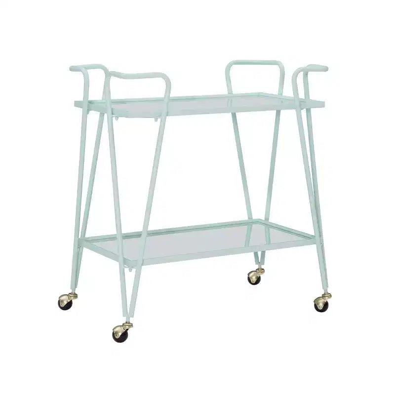 Mid-Century Modern Bar Cart with Wheels and Storage Shelves