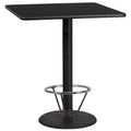 Emma and Oliver 36" Square Laminate Bar Table with 24" Round Foot Ring Base
