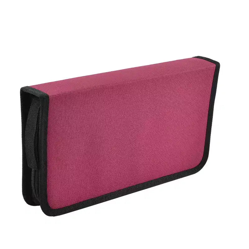 80-Disc CD/DVD Storage Case with Zipper Closure - Black/Red