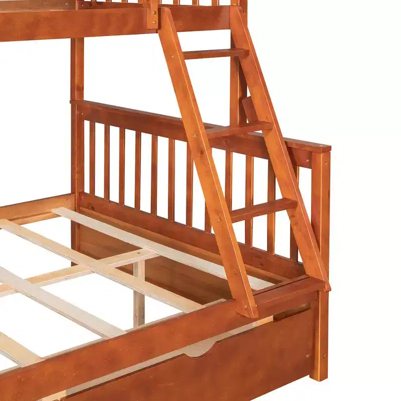 Twin over Full Bunk Bed with Built-in Ladder & Drawers, Pine Wood & MDF Bed Frame, Convertible into Two Beds - ModernLuxe