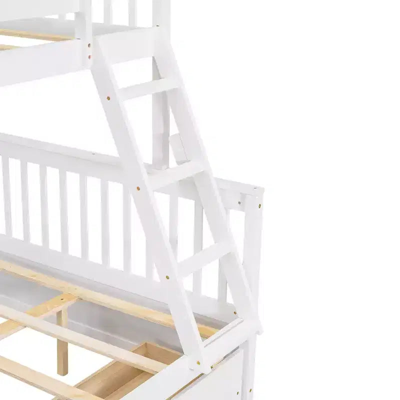 Twin over Full Bunk Bed with Built-in Ladder & Drawers, Pine Wood & MDF Bed Frame, Convertible into Two Beds - ModernLuxe