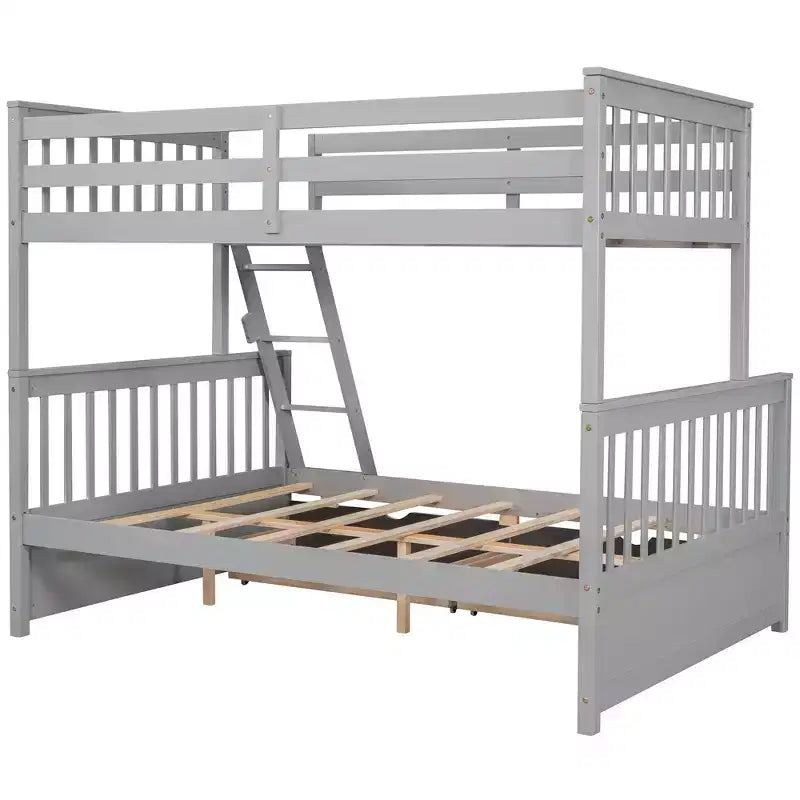 Twin over Full Bunk Bed with Built-in Ladder & Drawers, Pine Wood & MDF Bed Frame, Convertible into Two Beds - ModernLuxe