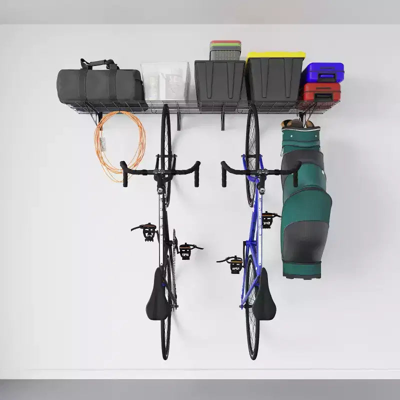 Heavy Duty Bike Rack with 6 Hooks - Stores up to 4 Bikes