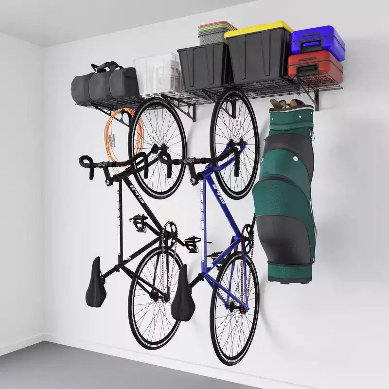 Heavy Duty Bike Rack with 6 Hooks - Stores up to 4 Bikes
