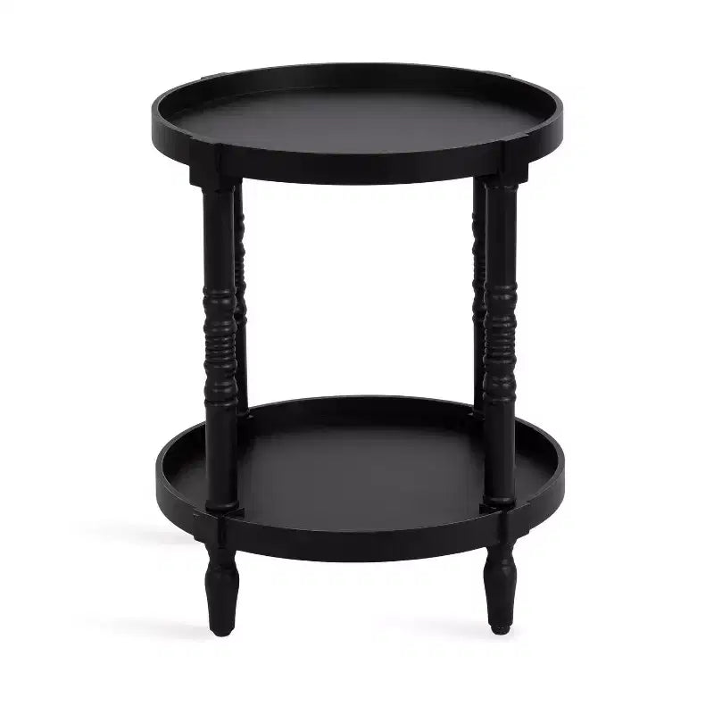 Kate and Laurel Bellport Round Wood Side Table with Shelf