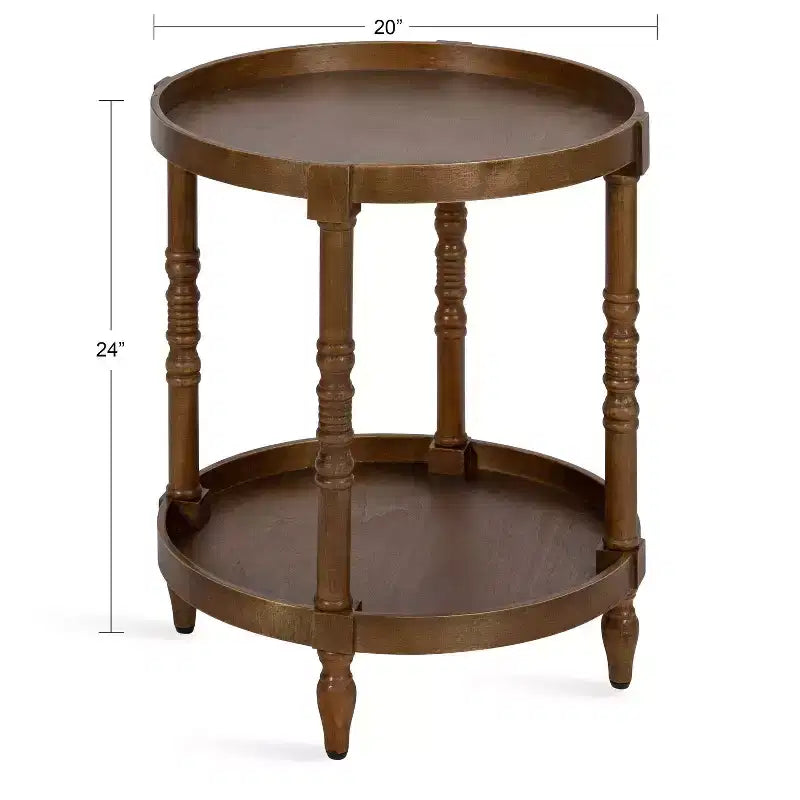 Kate and Laurel Bellport Round Wood Side Table with Shelf