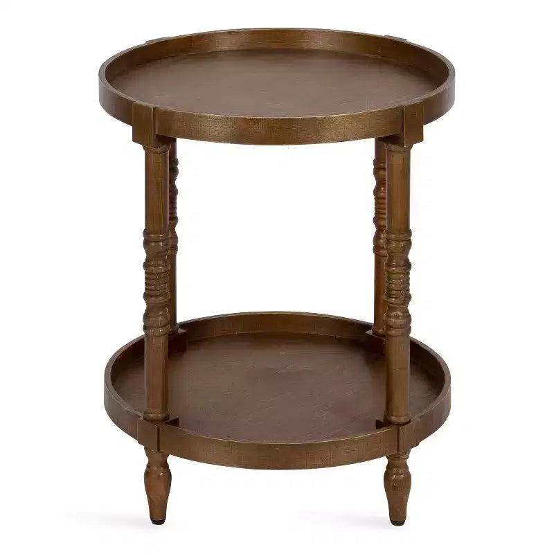 Kate and Laurel Bellport Round Wood Side Table with Shelf