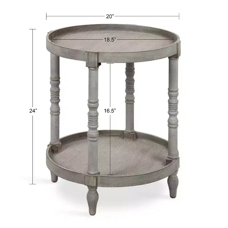Kate and Laurel Bellport Round Wood Side Table with Shelf