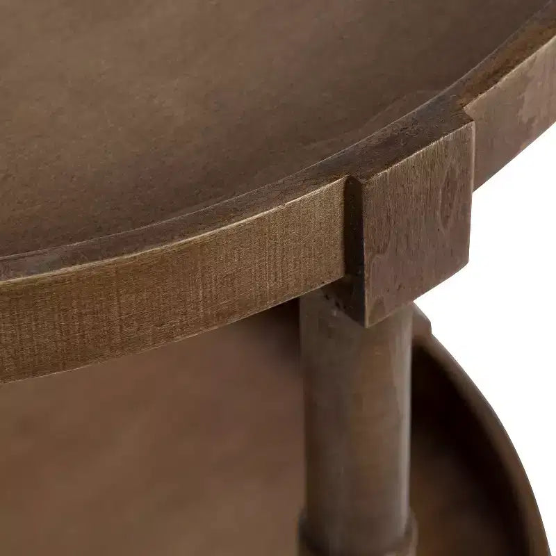 Kate and Laurel Bellport Round Wood Side Table with Shelf