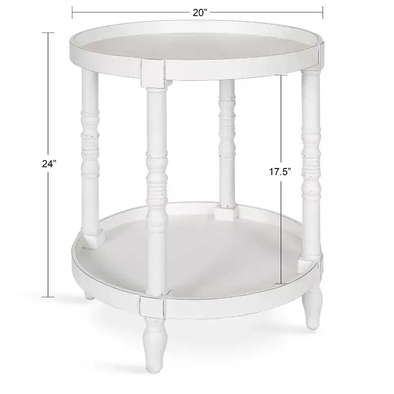 Kate and Laurel Bellport Round Wood Side Table with Shelf