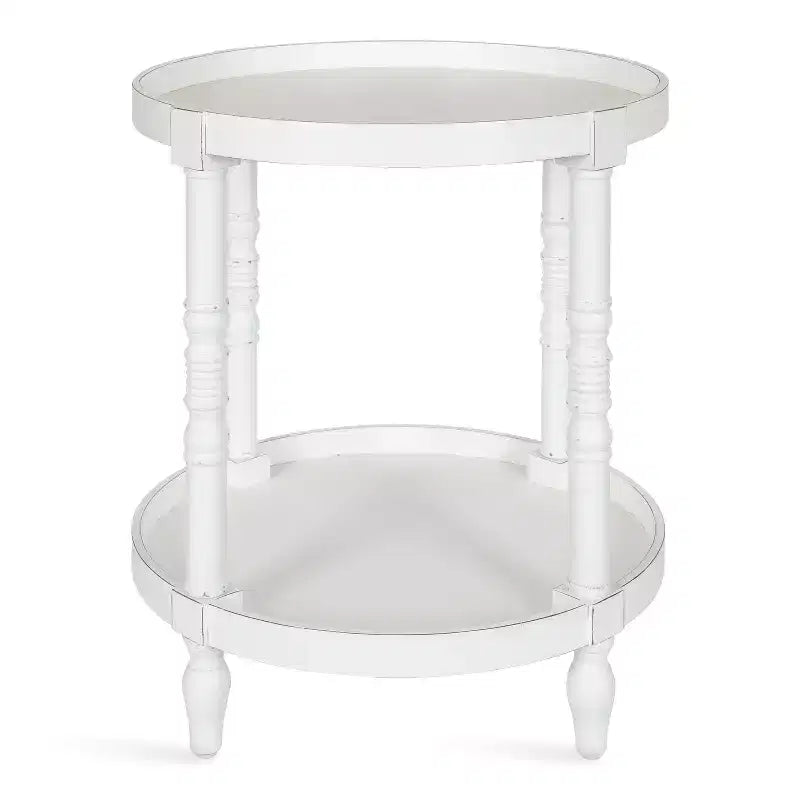 Kate and Laurel Bellport Round Wood Side Table with Shelf