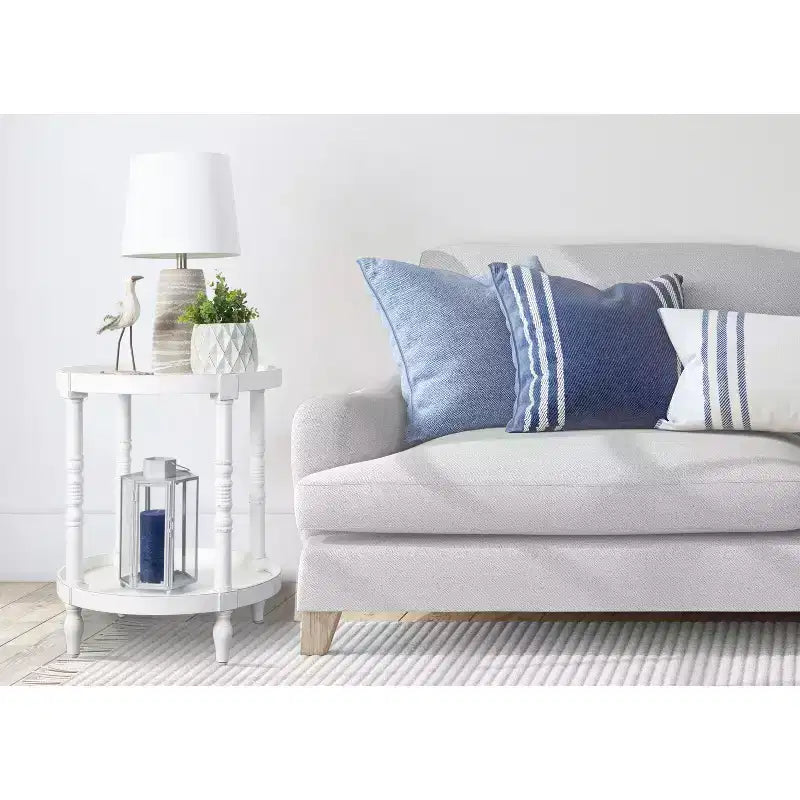 Kate and Laurel Bellport Round Wood Side Table with Shelf