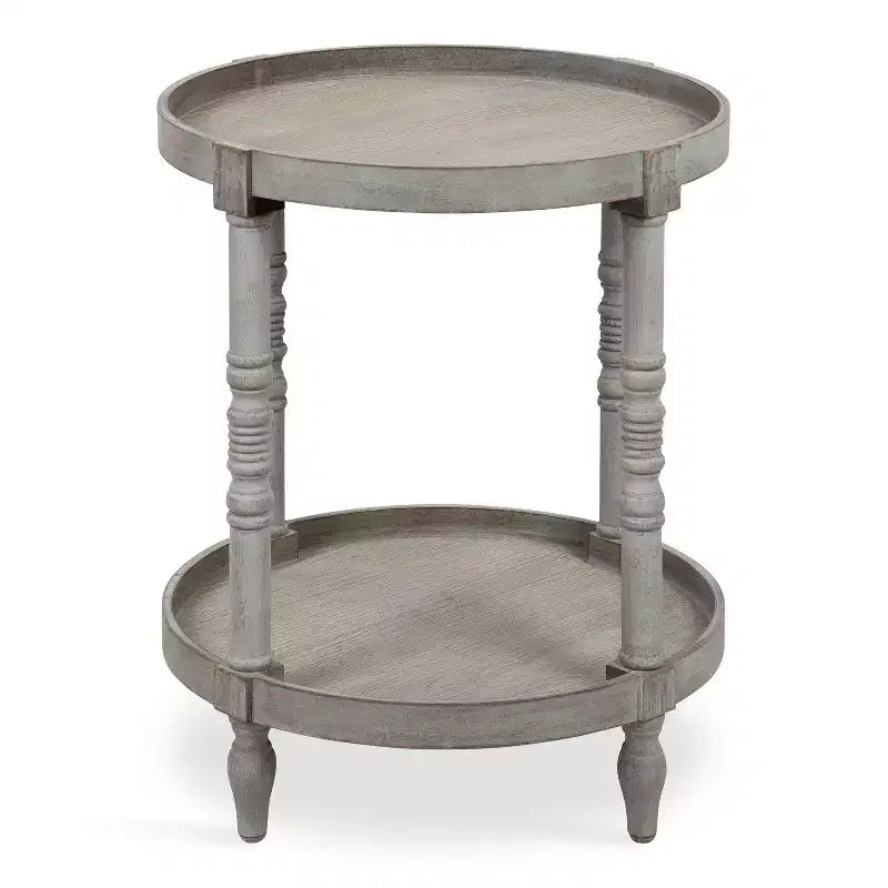 Kate and Laurel Bellport Round Wood Side Table with Shelf