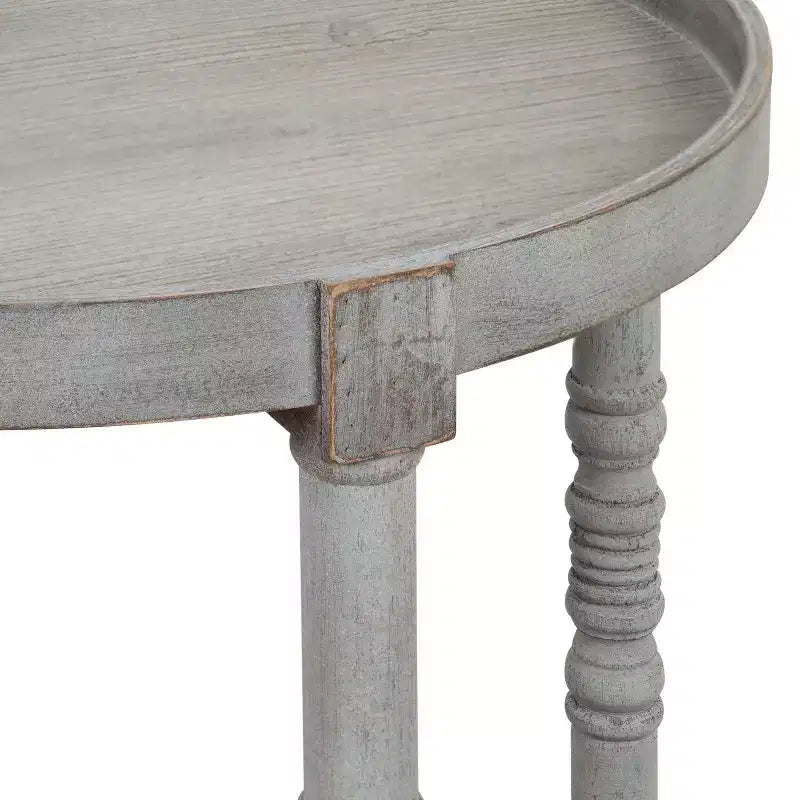 Kate and Laurel Bellport Round Wood Side Table with Shelf