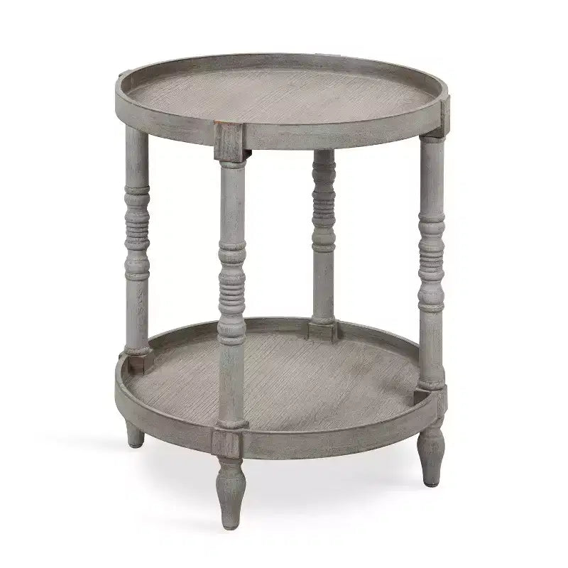 Kate and Laurel Bellport Round Wood Side Table with Shelf