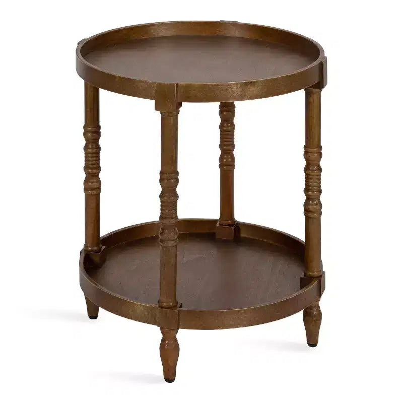 Kate and Laurel Bellport Round Wood Side Table with Shelf